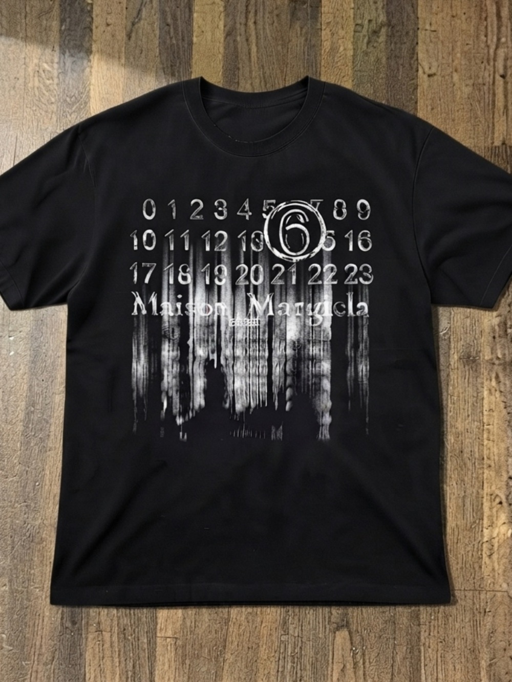 Gildan Black Tee with Distressed White Numeric Graphic
